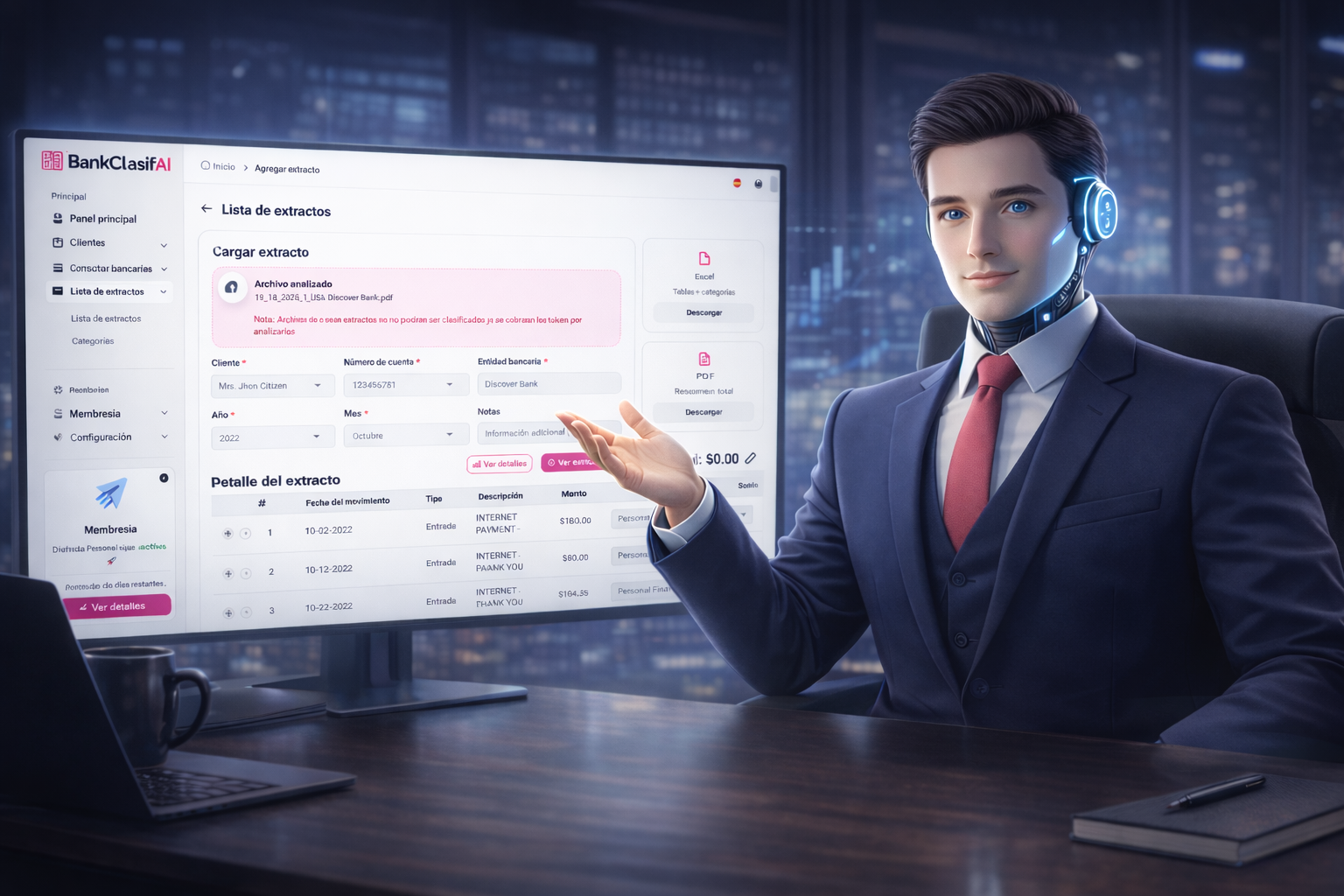Dashboard BankClasifAI con PDF y clasificación